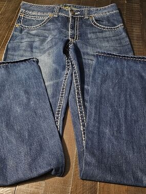 NWOT Men's Rock 47 Jeans Heavy Stitching Western Cowboy Cotton 34x36